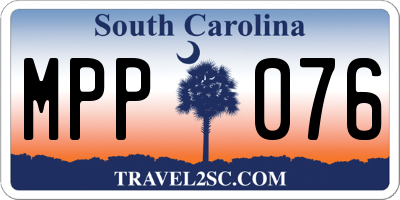 SC license plate MPP076