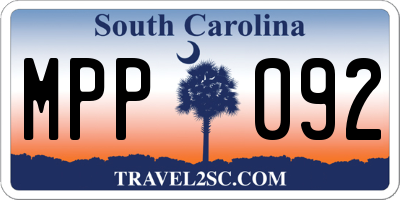 SC license plate MPP092