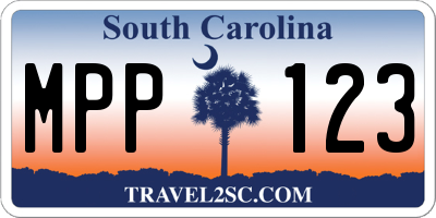 SC license plate MPP123