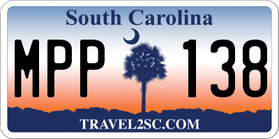 SC license plate MPP138