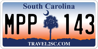 SC license plate MPP143