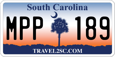 SC license plate MPP189