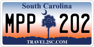 SC license plate MPP202