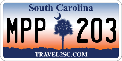 SC license plate MPP203
