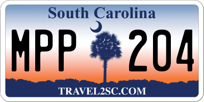 SC license plate MPP204