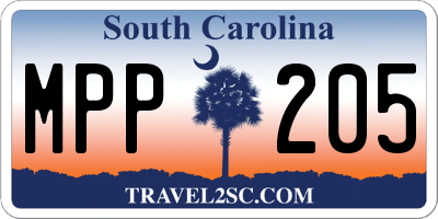 SC license plate MPP205
