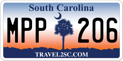 SC license plate MPP206