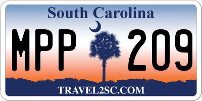 SC license plate MPP209
