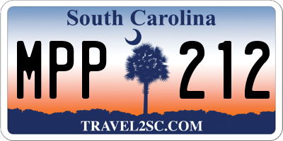 SC license plate MPP212