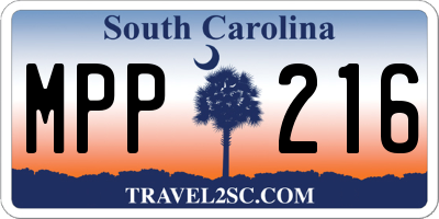 SC license plate MPP216