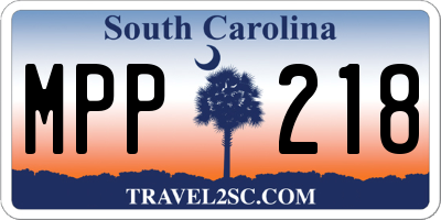 SC license plate MPP218
