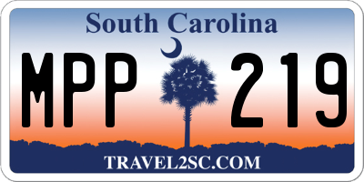 SC license plate MPP219