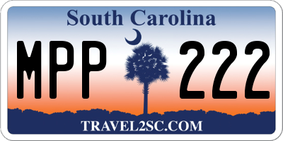 SC license plate MPP222