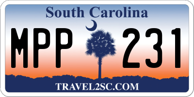 SC license plate MPP231