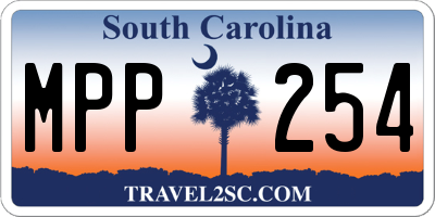 SC license plate MPP254