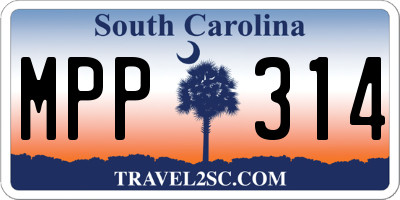 SC license plate MPP314
