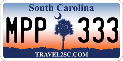 SC license plate MPP333