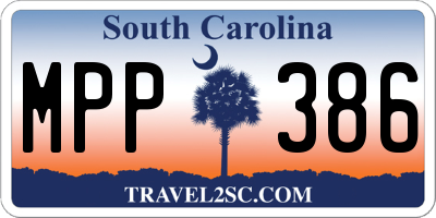 SC license plate MPP386