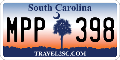 SC license plate MPP398