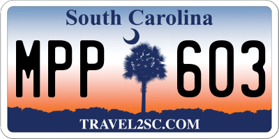SC license plate MPP603