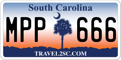 SC license plate MPP666
