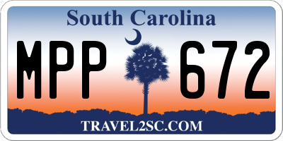 SC license plate MPP672