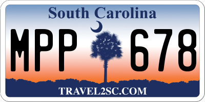 SC license plate MPP678