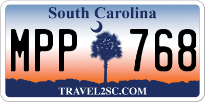SC license plate MPP768
