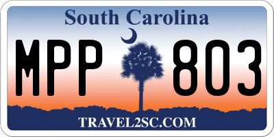 SC license plate MPP803