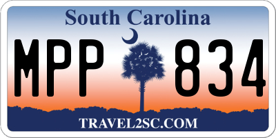 SC license plate MPP834
