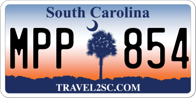 SC license plate MPP854