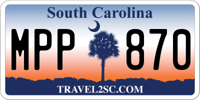 SC license plate MPP870