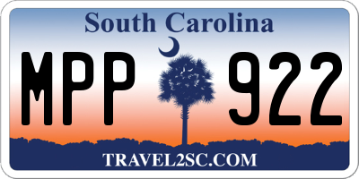 SC license plate MPP922