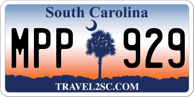 SC license plate MPP929
