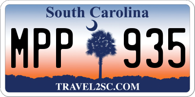 SC license plate MPP935