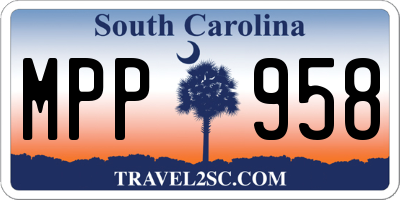 SC license plate MPP958