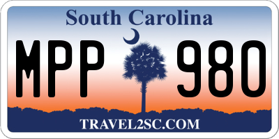 SC license plate MPP980