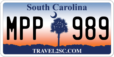 SC license plate MPP989