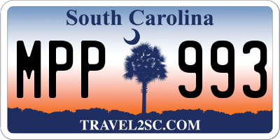 SC license plate MPP993