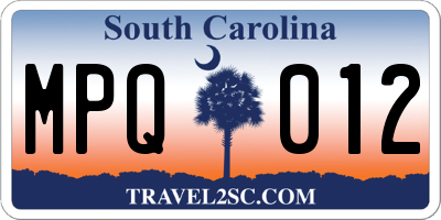 SC license plate MPQ012