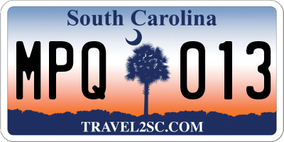 SC license plate MPQ013