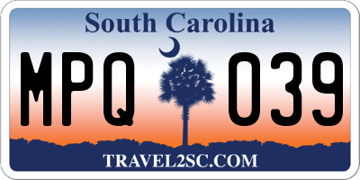 SC license plate MPQ039