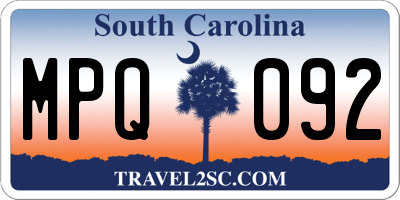 SC license plate MPQ092