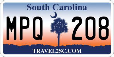 SC license plate MPQ208