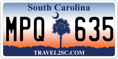 SC license plate MPQ635
