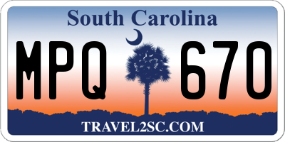 SC license plate MPQ670