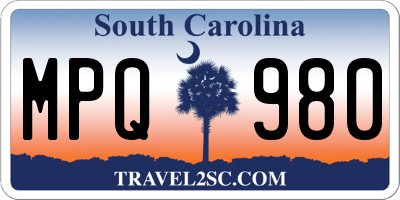 SC license plate MPQ980