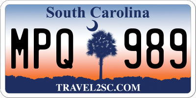 SC license plate MPQ989