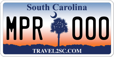 SC license plate MPR000
