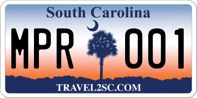 SC license plate MPR001